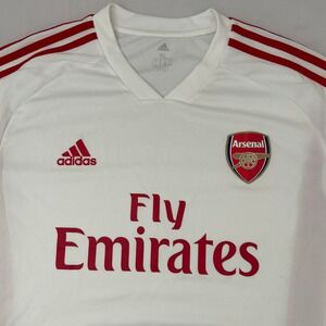 Adidas Arsenal Soccer Jersey Mens XL White Red Emirates Climacool Short Sleeve